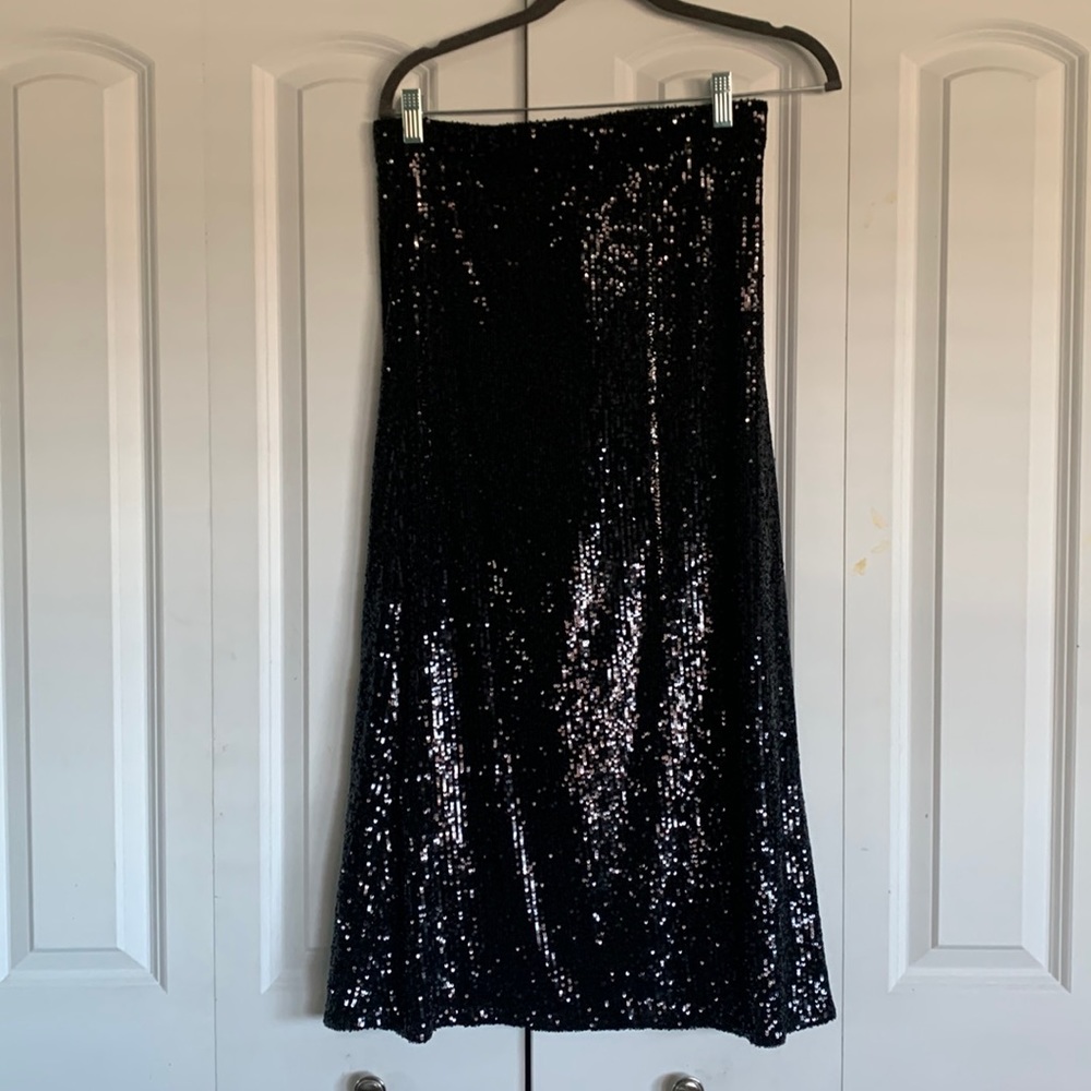 Black sequin long skirt NWT